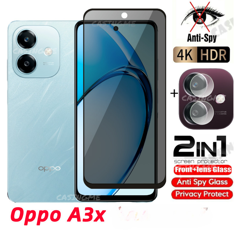 Oppo A6 A3x 2024 Kính Cường Lực Riêng Chống Gián Điệp Full Cover Bảo Vệ Màn Hình Chống Peek Phim Riêng Tư Cho Oppo A3x 5G OppoA3x A3 A 3 x xA3 Pro 4G 5G 2024 Phim Riêng Tư Chống Peek