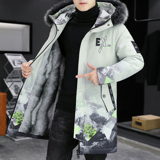 Lông Cừu Lót Dày Áo Khoác Nam Giữa Chiều Dài Hợp Thời Trang Áo Khoác Parka Áo Khoác Cotton Áo Khoác Nam Mùa Đông 2023 Áo Gió 8.18