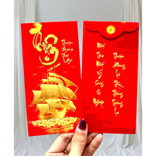 100 bao lì xì mẫu đỏ may mắn năm mới , kt 8x16cm (C41-C50)