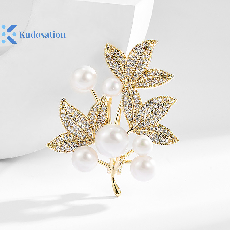 Kudosation Thời Trang Ngọc Trai Lá Thổ Cẩm Cho Nữ Cây Thổ Cẩm Quần Áo Áo Áo Trang Sức Đảng Phụ Kiện Quà Tặng