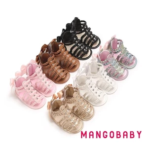 Mg-baby Bé Gái Dép Da PU Bện Chống Trơn Trượt Nơ Mùa Hè Đế Bằng Cho Bé Giày Thường Ngày