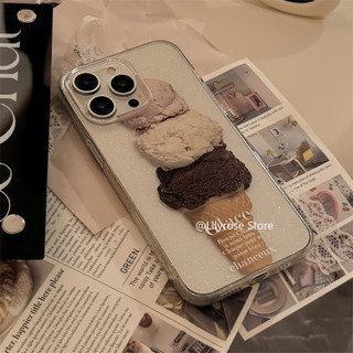 Ốp Lưng Lấp Lánh Trong Suốt Cho iPhone 15 14 13 Pro Max Apple 14 15 Plus Vỏ iPhone 11 Pro Max Kem Mùa Hè Mềm Y2K Girl