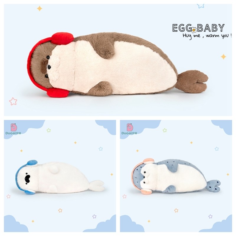 (DUOAI) Đồ chơi sang trọng Sea Otter kèm tai nghe Quà tặng búp bê có dấu dễ thương cho bạn bè Quà tặng sinh nhật