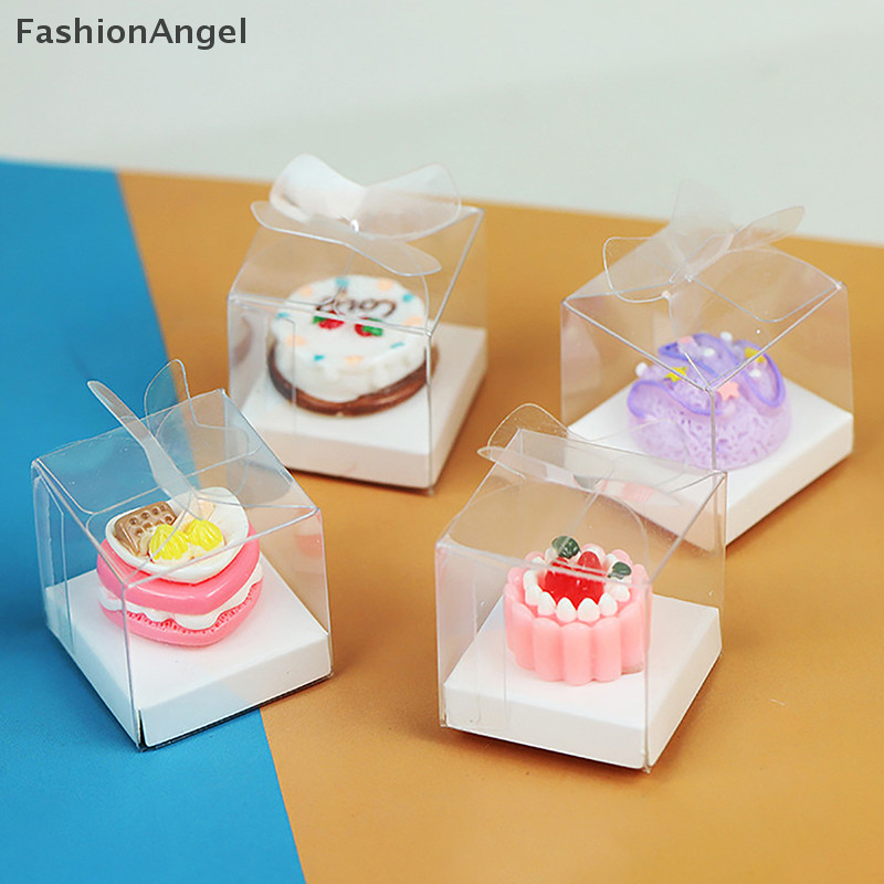 FashionAngel 2 Chiếc Nhà Búp Bê Trong Suốt Hộp Bánh Nhà Búp Bê Mô Phỏng Món Tráng Miệng Bao Bì Hộp Búp Bê Phụ Kiện Nhà Giả Vờ Chơi Đồ Chơi TH