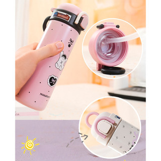 Bình giữ nhiệt bằng thép không gỉ 316 cao cấp dung tích 500ml in họa tiết nơ xinh dễ thương