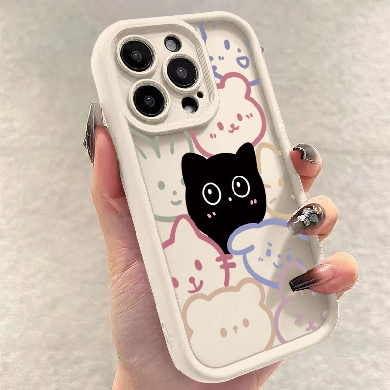 Vỏ Tương Thích Cho Samsung S24 S23 Ultra S23 FE S22 S21 Plus S20 S21 FE Line Graffiti Kitten Silicon Mềm Matte Cover