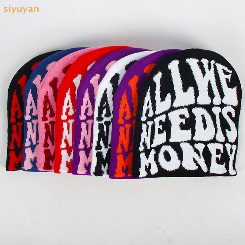 Siyuyan Vintage Y2K Len Acrylic Mũ Dệt Kim Nữ Beanie Mùa Đông Ấm Bò Bông Tai Kẹp Hip Hop Thường Ngày Skullies Mũ Ngoài Trời VN