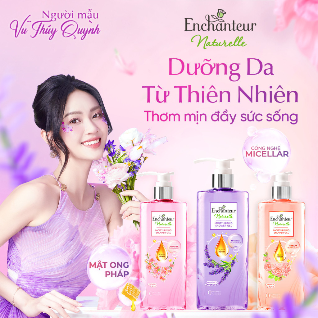 Ảnh Sữa tắm dưỡng da thiên nhiên Pháp Enchanteur Naturelle hương hoa Lavender/Iris/ Rose cho làn da thơm mịn sức sống 510g 2