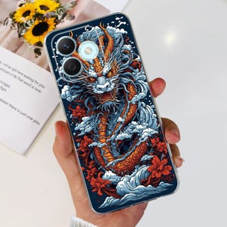 Ốp lưng Honor X60i HonorX60i X 60i 5G LYN-AN00 2024 Vỏ điện thoại TPU silicon mềm họa tiết rồng mát mẻ