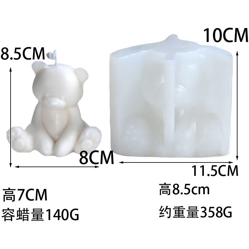 Khuôn silicon hình gấu dễ thương, nướng bánh mousse, làm nến thơm, trang trí, thạch cao