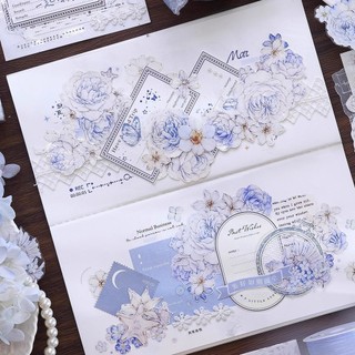 [Toàn bộ cuộn] Xiaobaijia Văn hóa Sáng tạo Tháng chín Ánh sáng Nhân vật Retro Nhân vật Hoa trơn Tem Sổ tay Băng Washi
