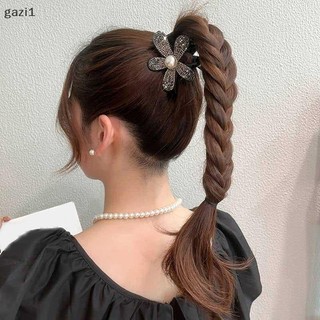 [gazi1] Kẹp tóc hoa đính đá sáng bóng thời trang Mũ nón Kẹp tóc đuôi ngựa màu đen thanh lịch dành cho nữ Phụ kiện tóc Boutique