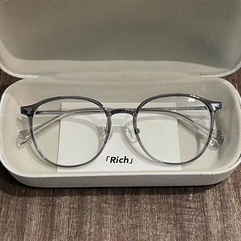 Kính cận thời trang -0.5 đến -5.0 độ, chống ánh sáng xanh, gọng tròn mắt mèo, phong cách Hàn Quốc 1104