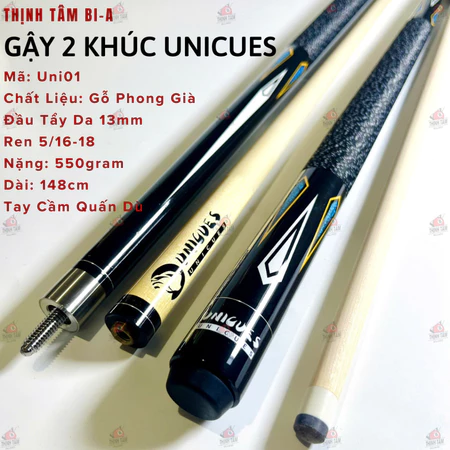 Gậy Bida UNICUES 2 Khúc, Ngọn Cơ Bi-A Lỗ UNICUES Thịnh Tâm