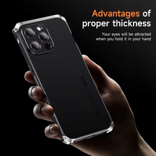 [Vỏ nguyên tố] Khung kim loại PC Ốp lưng cho iPhone 15 16 Pro Max Dải nhôm chống va chạm Silica gel Mặt sau Vỏ điện thoại