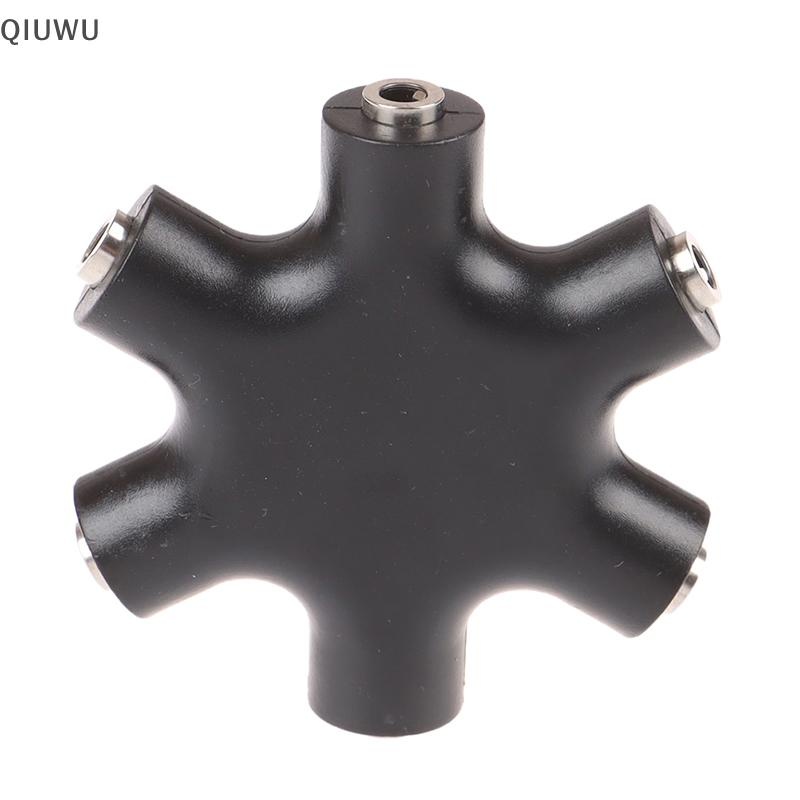 Qiuwu 6 * 3.5mm Way Multi Port Hub Aux Giắc cắm tai nghe Bộ chia cáp âm thanh.