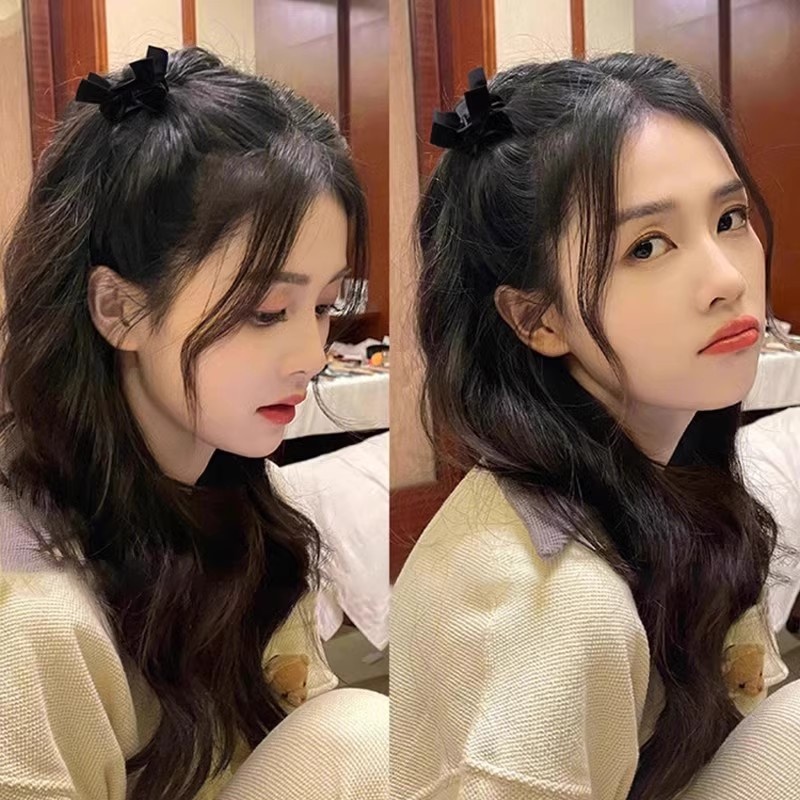 Kẹp Tóc Nơ Kích Thước Nhỏ Màu Đen Style Mới Cho Thu Đông