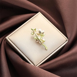 Luimo Vintage Tính Khí Xanh Hoa Nhài Thổ Cẩm Dành Cho Nữ Cây Hoa Ngọc Trai Xòe Chống Tiếp Xúc Pin Phụ Kiện Món Quà Trang Sức SBS