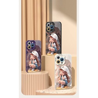 Ốp điện thoại sơn mặt bé gái cho iPhone16 / 15 / 14 / 13 / MINI / 12 / 11 / Pro MAX / X / XS / XR / 7 / 8 / 6 Vỏ bảo vệ toàn diện bằng silicon lỏng chống sốc và chống rơi