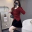 Square Collar Pleated Sweater Bottoming Shirt Women's Autumn and Winter High-Grade Chic Beautiful Western Style Fashion Inner Match Knitwear Top qoOA