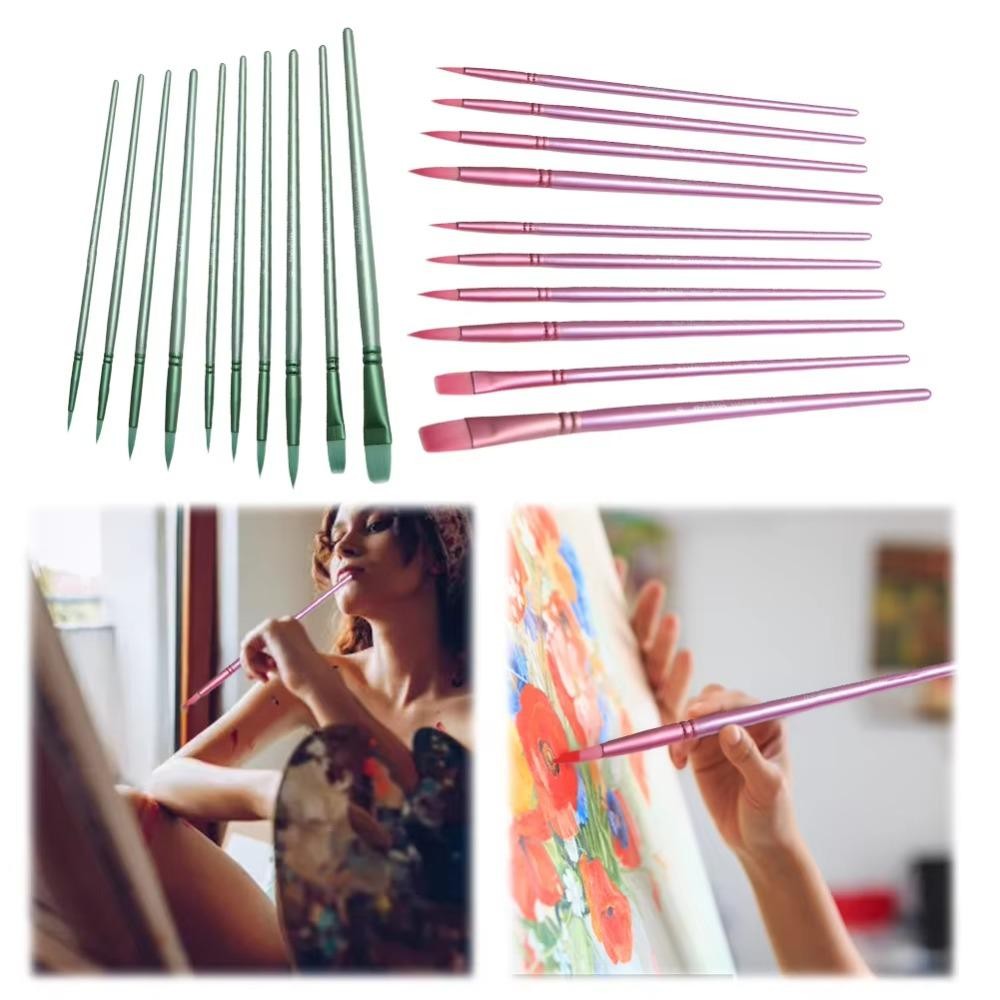 SAIA 4 / 6 chiếc Bàn chải màu nước, Đầu tròn nhọn bằng Nylon vẽ tay màu nước, Quà tặng sinh viên nghệ thuật dành cho người mới bắt đầu Chất liệu vẽ tranh tóc mềm