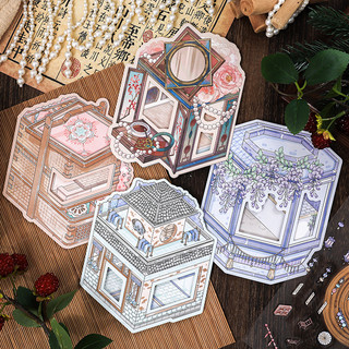ENWEI 3 Cái [Nổi Cuộc Sống Yên Tĩnh Dòng Niềm Vui] Nhãn Dán Phong Cảnh 3D Chất Liệu Chống Thấm Nước Kích Thước Lớn Phong Cách Hoạt Hình Sổ Lưu Niệm Tạp Chí Người Lập Kế Hoạch Trang Trí Văn Phòng Phẩm Nhãn Dán