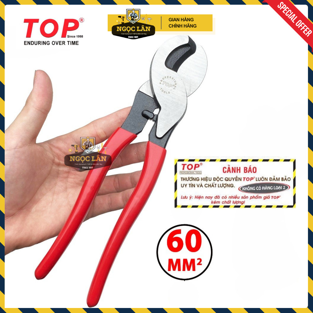 [Chính hãng TOP] Kìm cắt dây cáp điện 60mm2 TOP (tối đa phi 9mm) thép CR-V hàng Đài Loan cao cấp