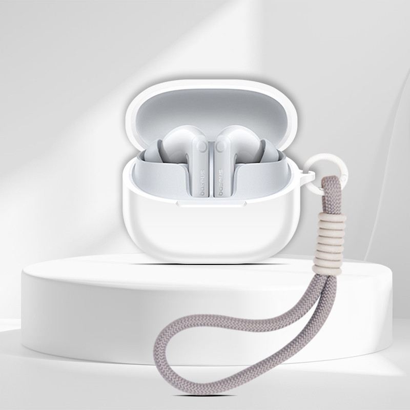 Vỏ tai nghe silicone màu trơn cho Baseus BP1 Pro, chống sốc, kèm dây buộc