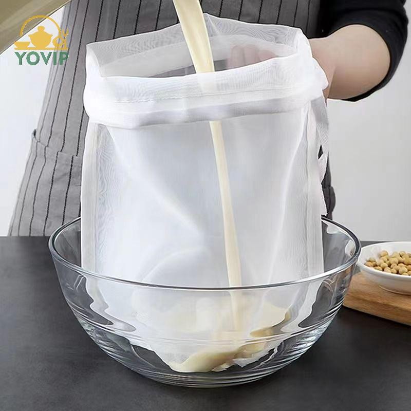 YOVIP Túi Lọc Sữa Đậu Nành 100 Lưới Mịn Có Thể Tái Sử Dụng Nước ép Cà Phê Dây Rút Nhà Bếp Lọc Thực Phẩm VN