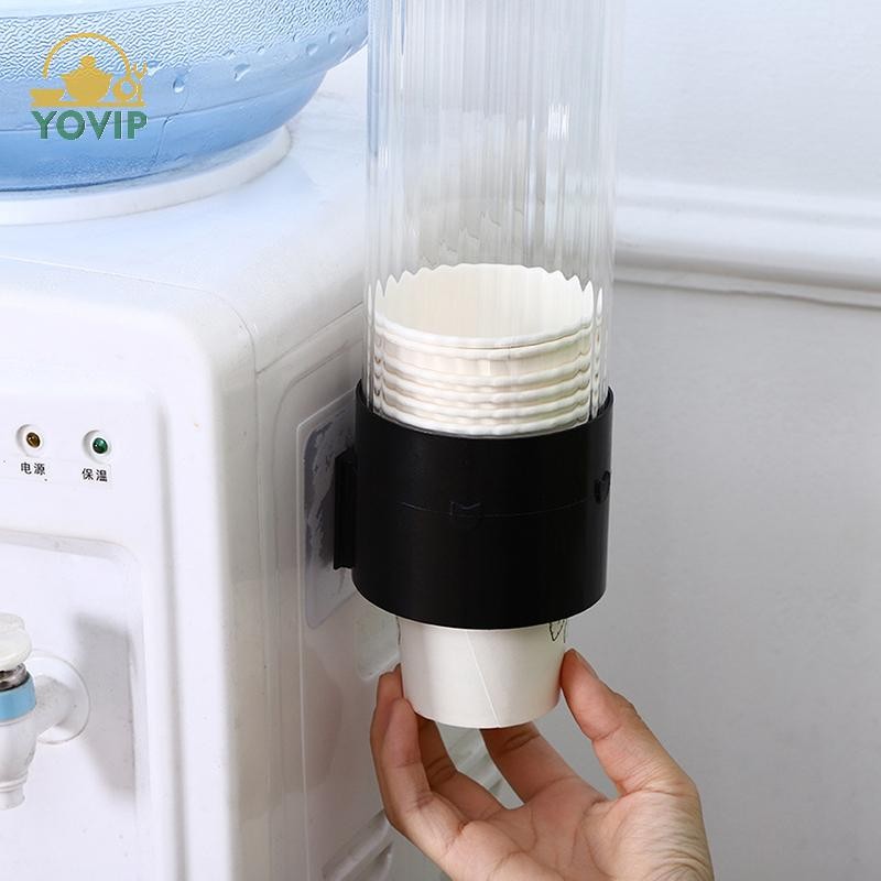 YOVIP Giá để cốc treo tường tự động cho máy nước, hộp đựng cốc giấy dùng một lần bằng nhựa