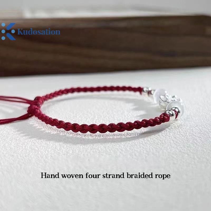 Kudosation Retro Phong Cách Trung Hoa Có Thể Điều Chỉnh Handmade Bím Vòng Tay Cho Nữ Cô Gái Thời Trang Hoa Sen Đính Hạt Vòng Tay Trang Sức Quà Tặng
