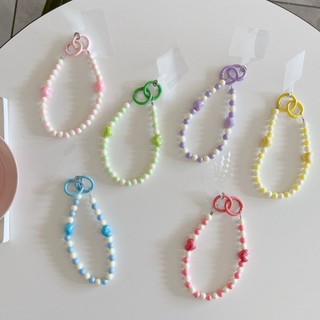 Thời Trang Màu Kẹo Trái Tim Tình Yêu Đính Hạt Wrsit Dây Điện Thoại Đa Năng Đeo Ngang Dây Dài Chống Mất Dây