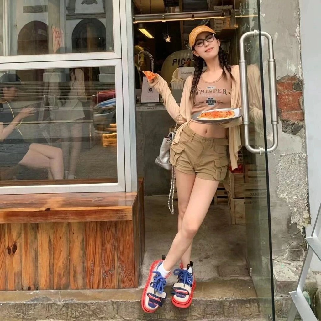 SUXI Quần short Denim màu trơn đơn giản dành cho nữ mùa hè mới 250714