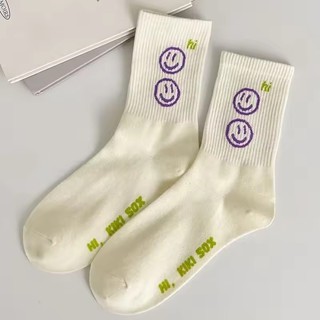 Tất nữ phong cách đường phố Hàn Quốc có chữ in, phù hợp cho ván trượt và thời trang đa năng thể thao