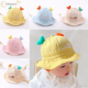 Mũ ngư dân trẻ em EDIWANY, Mũ xô hoạt hình bằng vải Cotton, Mũ mềm chống tia cực tím cho trẻ em bé trai bé gái
