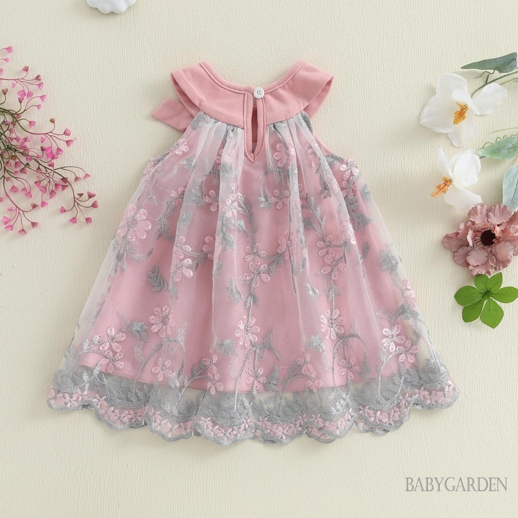 / / -Toddler Baby Girl Váy không tay mùa hè thêu hoa cổ tròn Váy chữ A