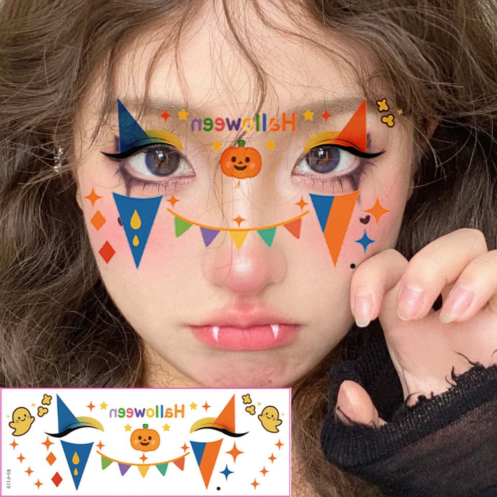 Mặt nạ Halloween dán trên da, chuyển màu khi gặp nước, bao gồm 5 hoặc 10 chiếc, đề can trang trí body nghệ thuật cho bữa tiệc hóa trang