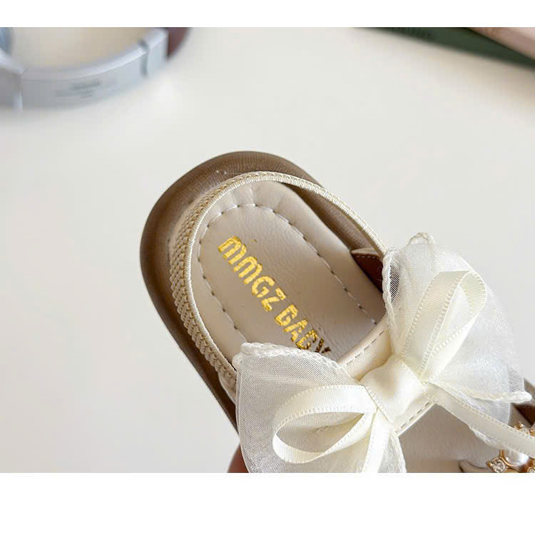 sandal bé gái dép quai hậu cho bé xỏ ngón nơ xinh xắn êm chân QCCC full hộp trắng cho bé từ 1 tuổi MG BABY V7767