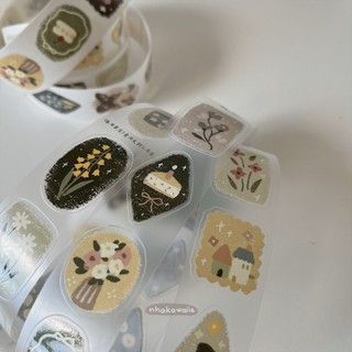 Washi tape mùa xuân Rabbit Flower Story Yier cắt viền chiết 1M