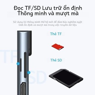 USB Hub 8 trong 1 Type C 3.1 hỗ trợ 4K HDTV với đầu đọc thẻ SD TF RJ45 sạc nhanh PD đa năng tương thích MacBook laptop