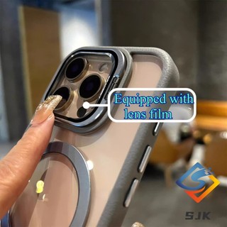 Ốp Bảo Vệ Chống Sốc Cho iPhone 16 Pro Max 15 14 13 12 Pro Max Có Ống Kính Chân Đế Trong Suốt Từ Tính Ốp điện thoại Phụ Kiện Chống Vân Tay Vỏ Cao Su