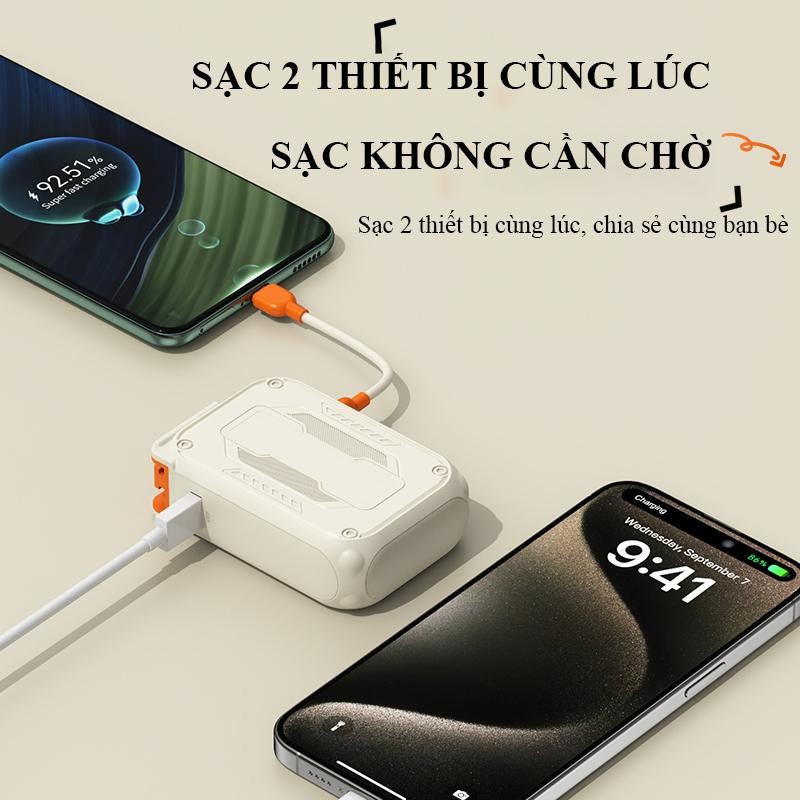 Bộ sạc nhanh combo dây sạc 20000mah tích hợp dây sạc đa năng hỗ trợ sạc nhanh 22.5W PD nhỏ gọn tiện lợi