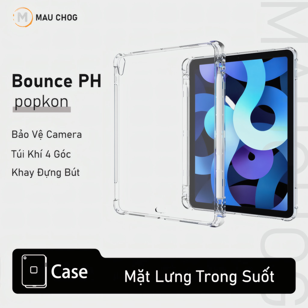 Ốp iPad Trong Suốt Chống Sốc Có Khay Đựng Bút Cho iPad Pro M4 M2 M1 Gen 11 10 Air 7 6 5 4 Mini 7 6