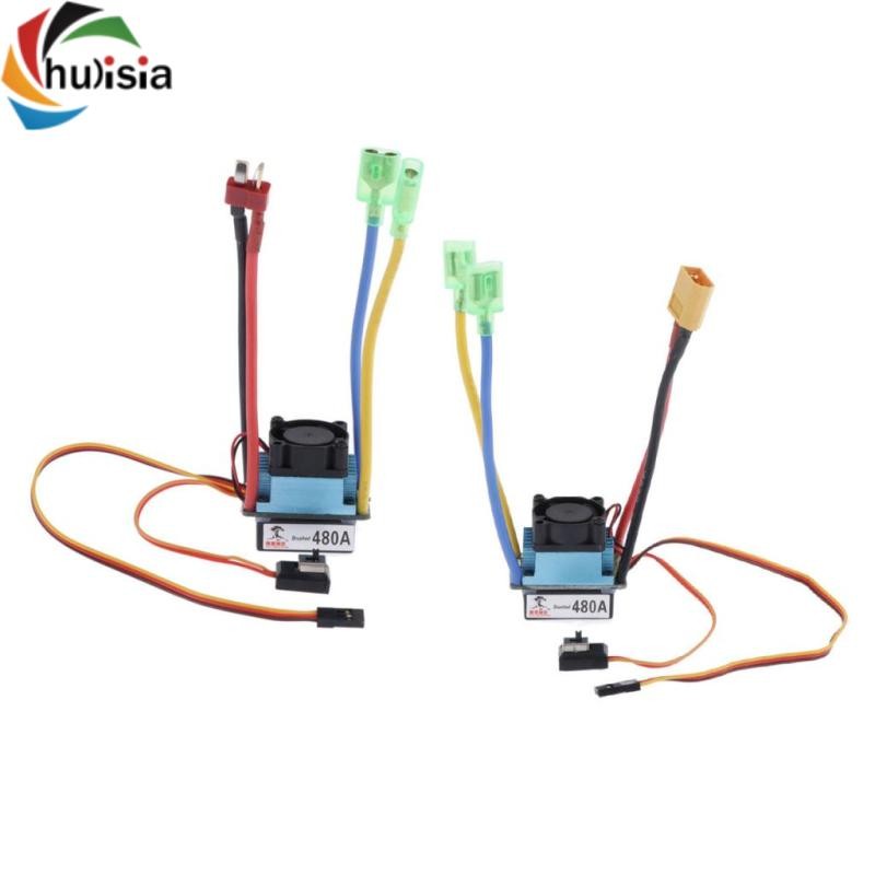 chulisia Bộ điều khiển tốc độ chải 480A 2-4S ESC cho 540 550 775 Motor Boat-T Plug