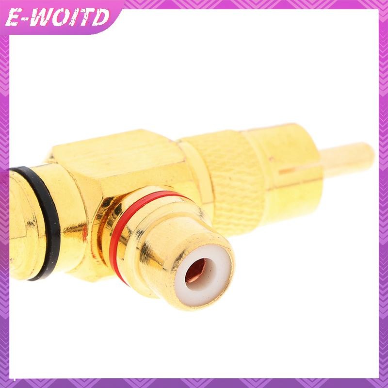E-woitd 1 Chiếc Mạ Vàng 1 Nam Đến 2 Nữ RCA Bộ Chia Đồng Adapter AV Video Audio HNVN