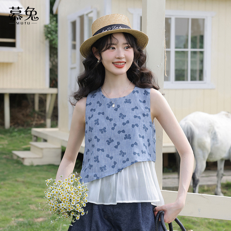 Mutu Ngọt Ngào Áo Vest Cổ Tròn Kết Hợp Áo Sơ Mi, Phong Cách Mới Cho Mùa Hè