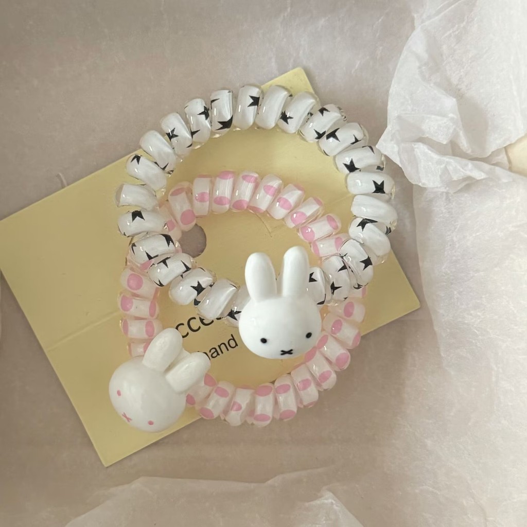 Dây điện thoại tóc Miffy thỏ dễ thương, cao đàn hồi bền, phụ kiện tóc đơn giản