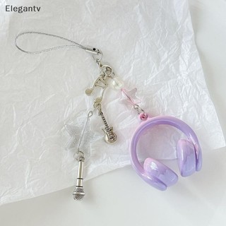 EGN Ins Phong Cách Âm Nhạc Tai Nghe Hình Móc Khóa Điện Thoại Di Động Dây Chuyền Quyến Rũ Móc Khóa Trang Sức Cho Bé Gái Nữ Túi Quà Trang Trí N