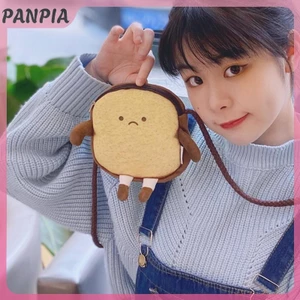 PANPIA-Dễ Thương Hoạt Hình Bánh Mì Nướng Sang Trọng Túi Đeo Vai Bé Gái Ví Đựng Thẻ Nữ Thường Ngày Hoạt Hình Dễ Thương Túi Xách Lưu Trữ Đeo Ngang Tote