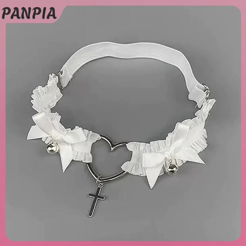 PANPIA-Gothic Ren Garter Thắt Lưng Trái Tim Nơ Chữ Thập Gothic Chân Garters Đen Trắng Đàn Hồi Choker Nữ Chân Vòng Dây Đeo Dụng Cụ Cosplay